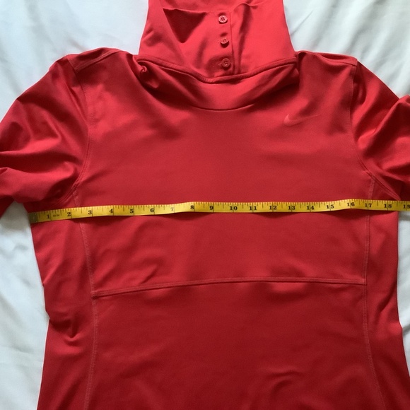 Nike Dri Fit Long Sleeved Red Button Up Turtleneck Golf Shirt, Size M - Picture 6 of 13